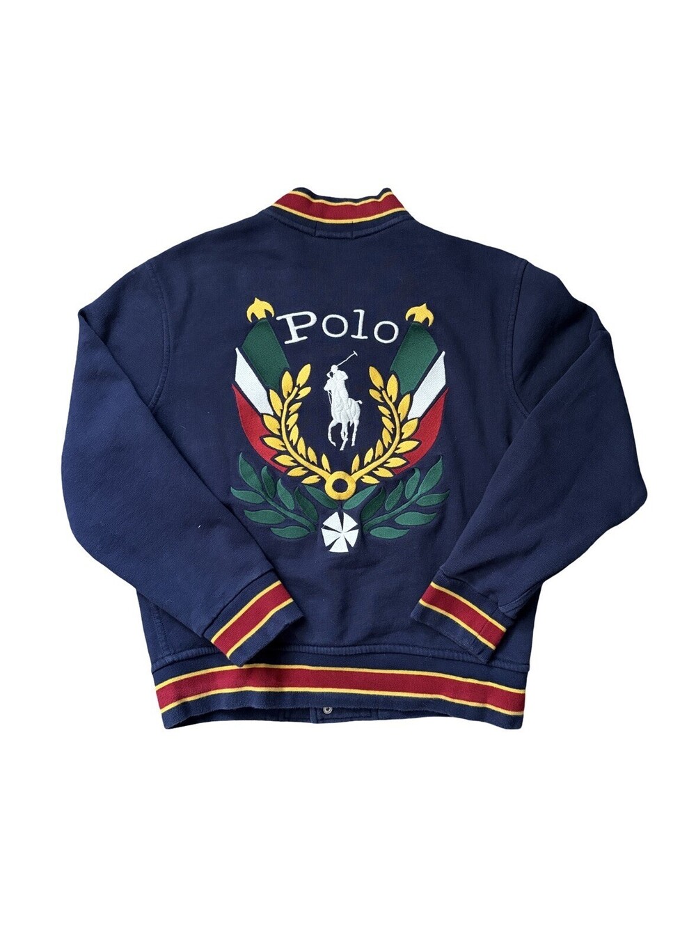 Polo Ralph Lauren Laurel Uni Crest Fleece Jacket Varsity Snap Navy Size Small